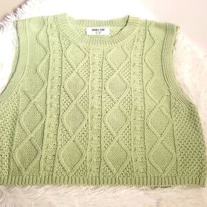 New Pastel Green  Copped  Sleeveless Sweater